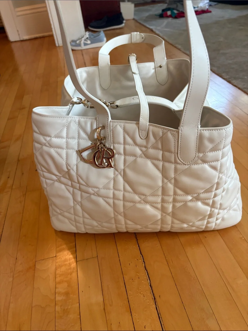 quilted tote dior white